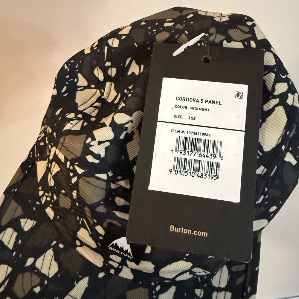 Burton Black & Cream Splatter 5-Panel Cap- NEW - Picture 5 of 5